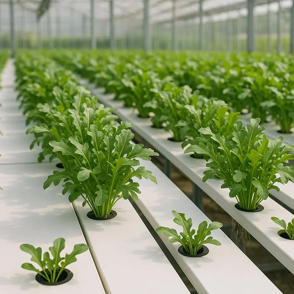 Arugula (rocket) cultivation under NFT hydroponic system: protected farming practices, nutrient management, and yield potential