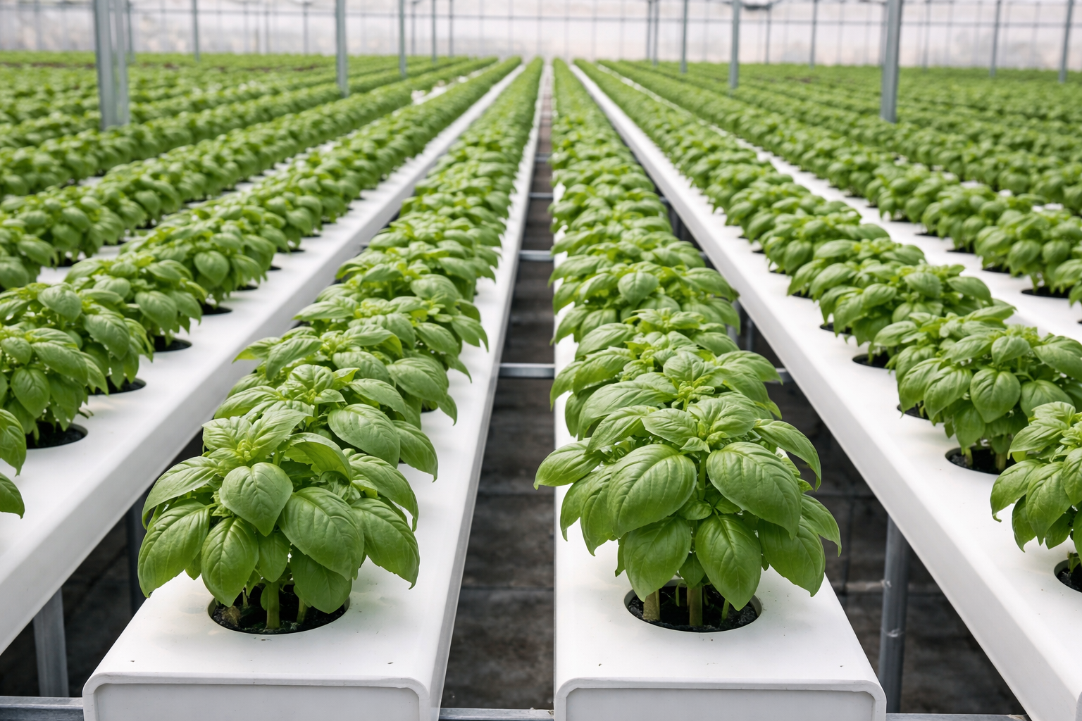 NFT channels used for basil cultivation