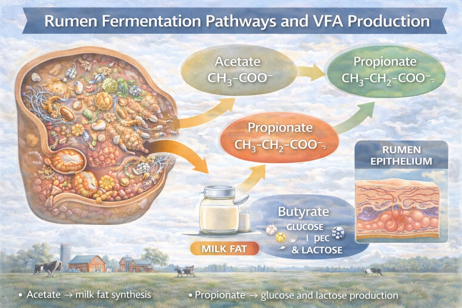 Rumen Fermentation Pathways and VFA Production – 16:9