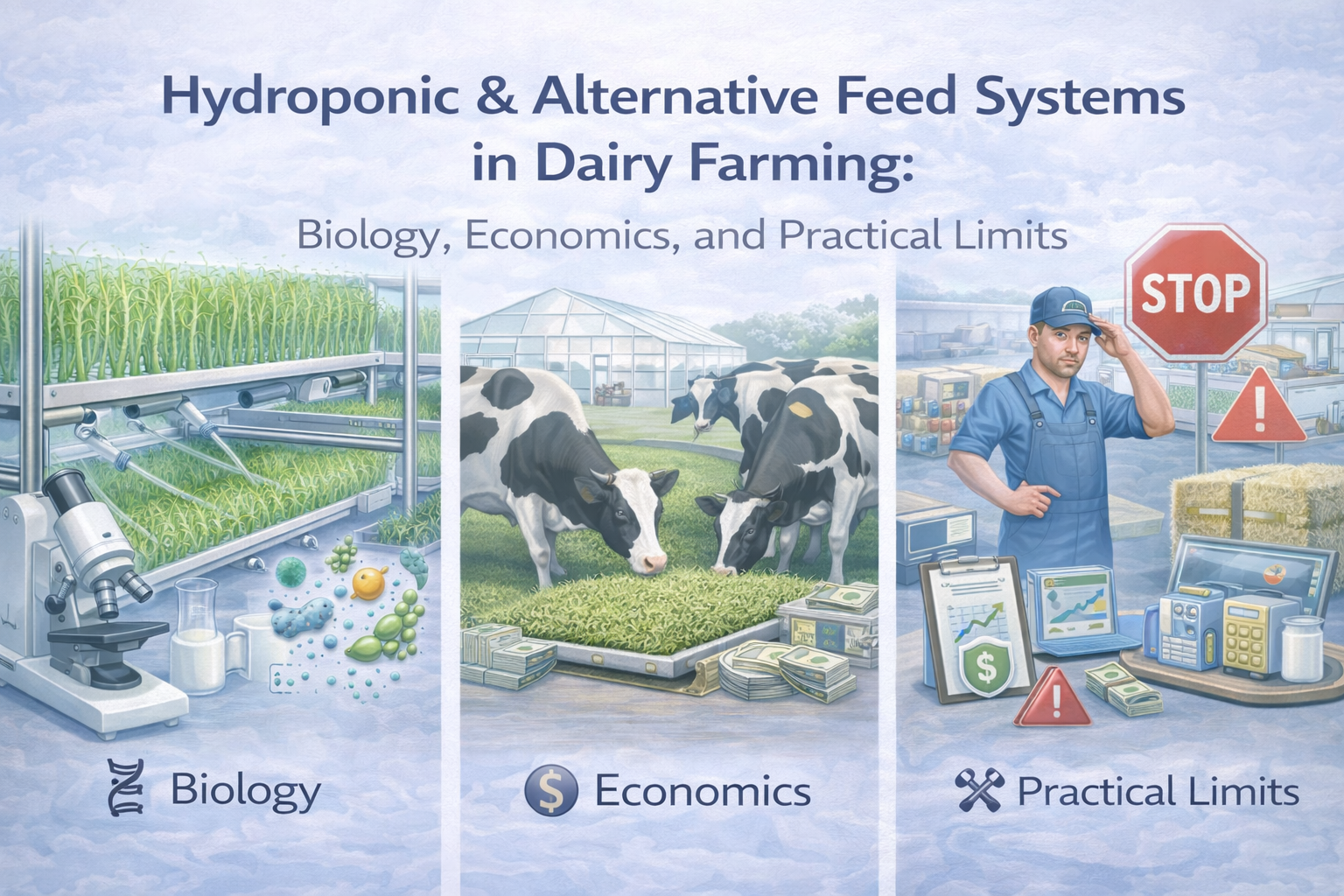 Hydroponic & Alternative Feed Systems in Dairy Farming: Biology, Economics, and Practical Limits