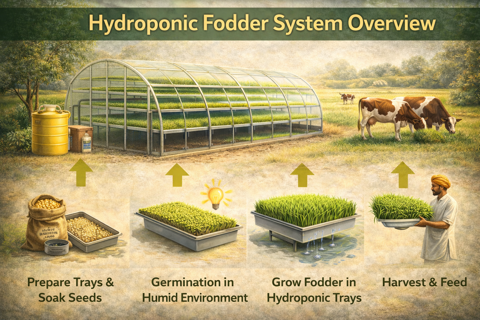 Hydroponic Green Fodder Production System Overview – 16:9