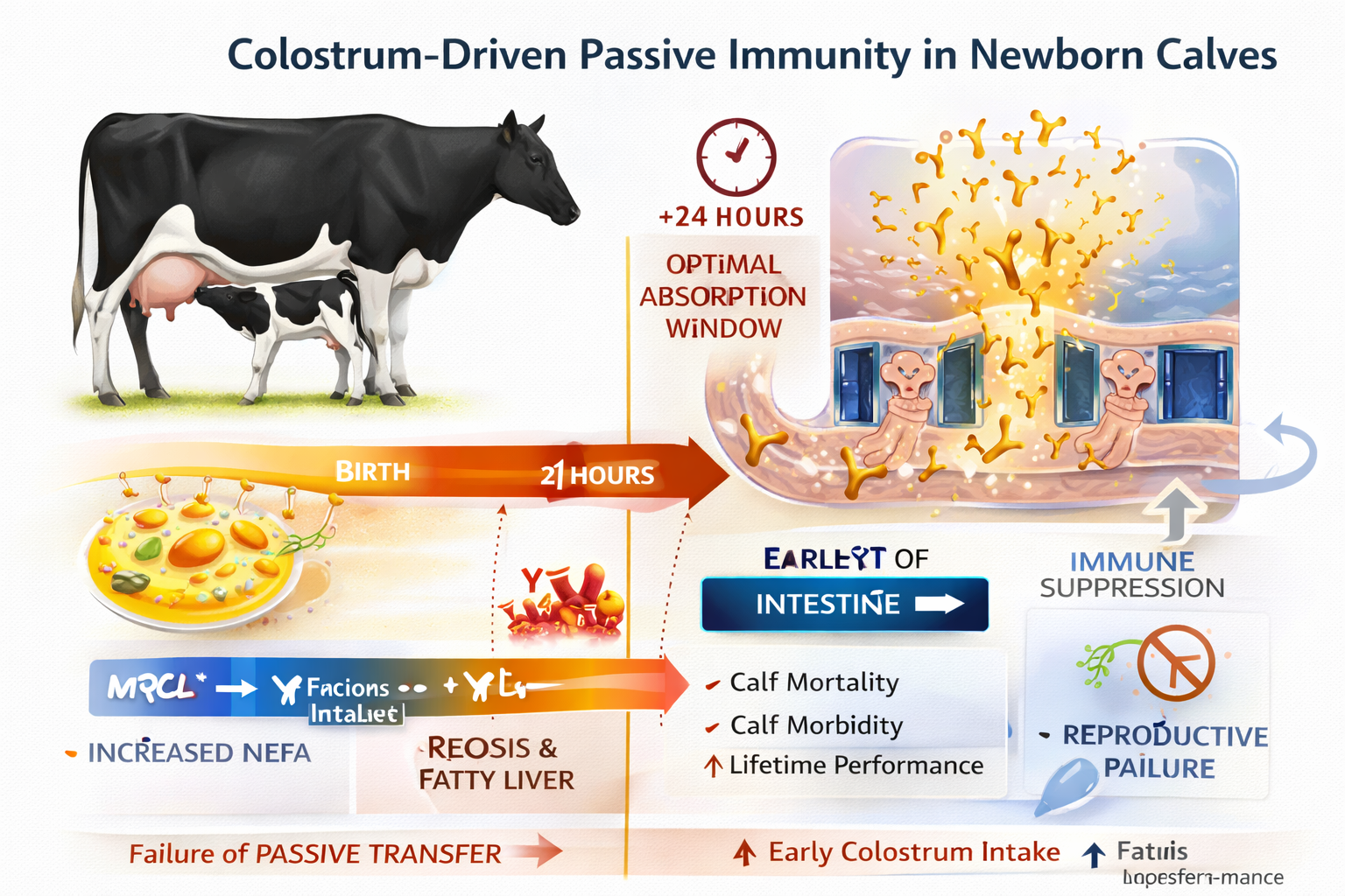 Colostrum-Driven Passive Immunity in Newborn Calves