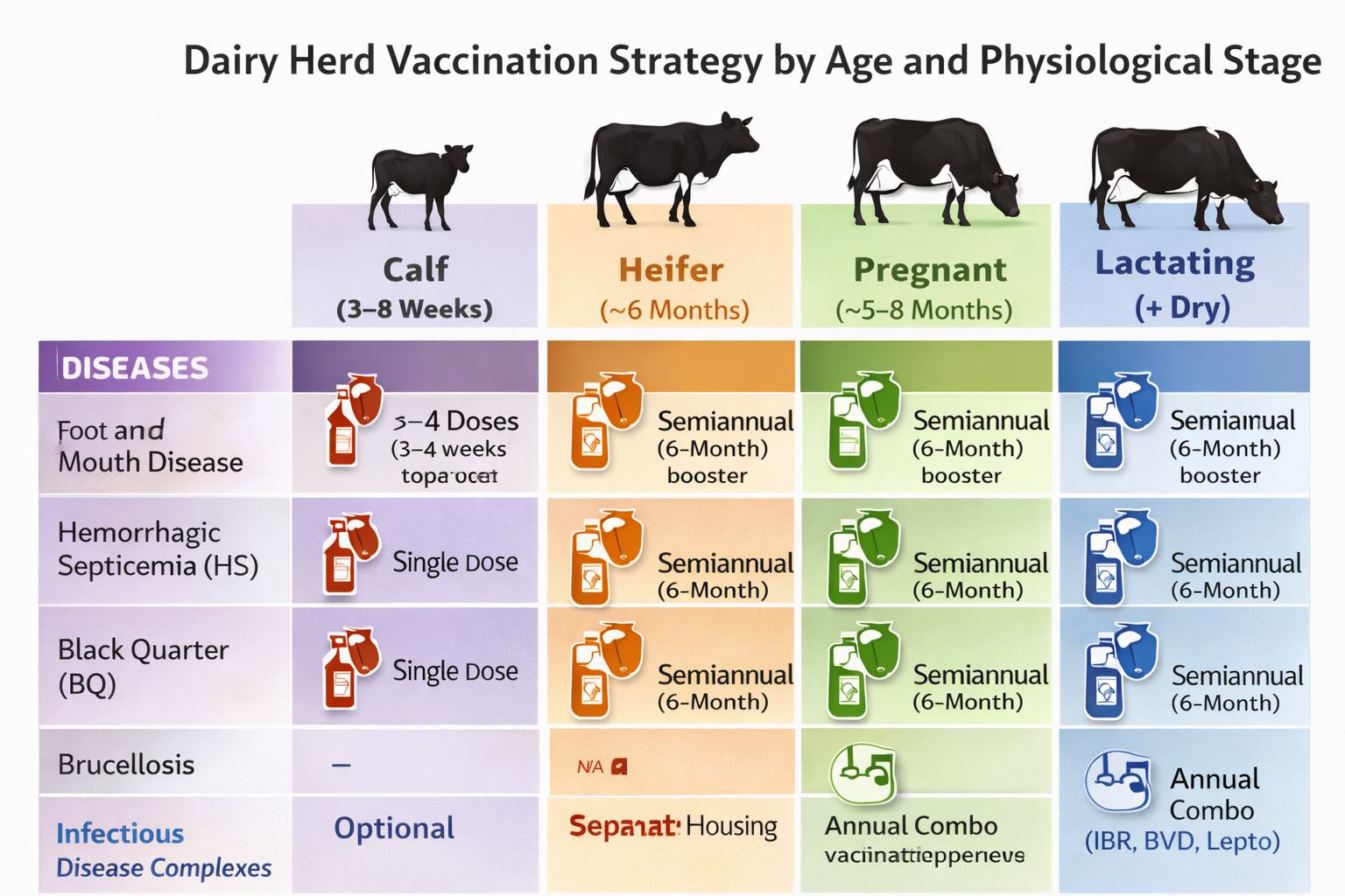 Dairy Herd Vaccination Strategy by Age and Physiological Stage
