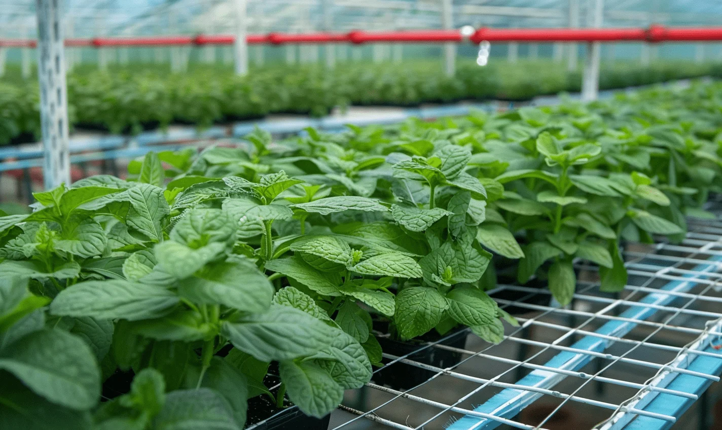 Hydroponic mint cultivation under controlled environment