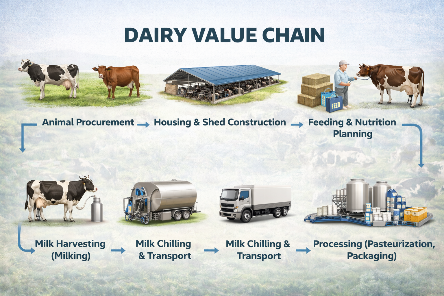 Complete Dairy Value Chain Flow Diagram