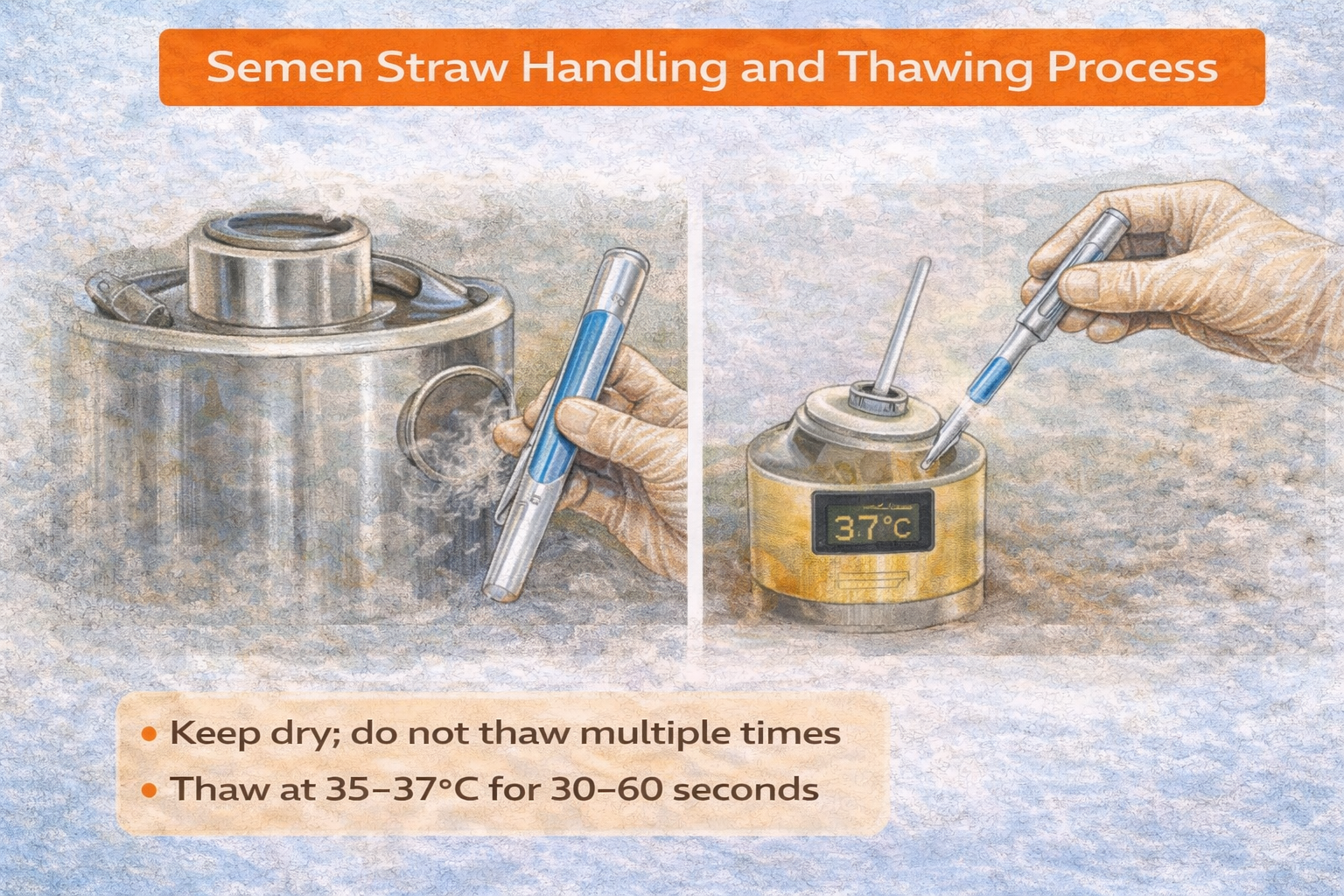 Semen Straw Handling and Thawing Process