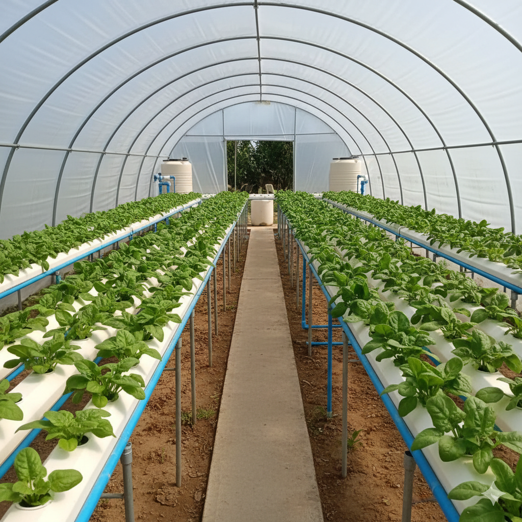 NFT channels used for spinach cultivation